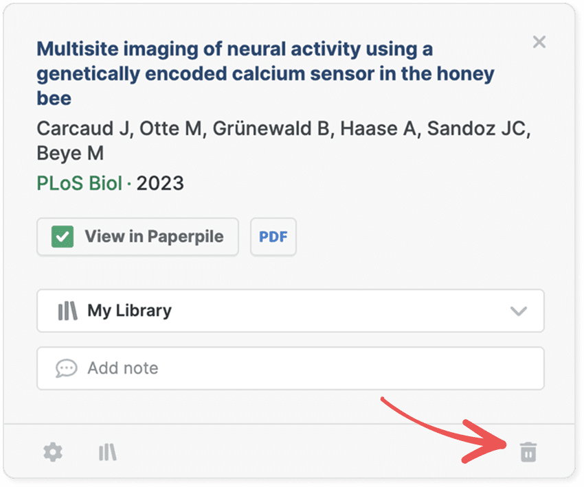 Trash references with the extension popup